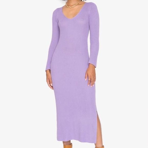Callahan Dresses & Skirts - NWT Callahan Lila viscose/cotton Knit Side Slit long-sleeve V-neck Midi Dress XS